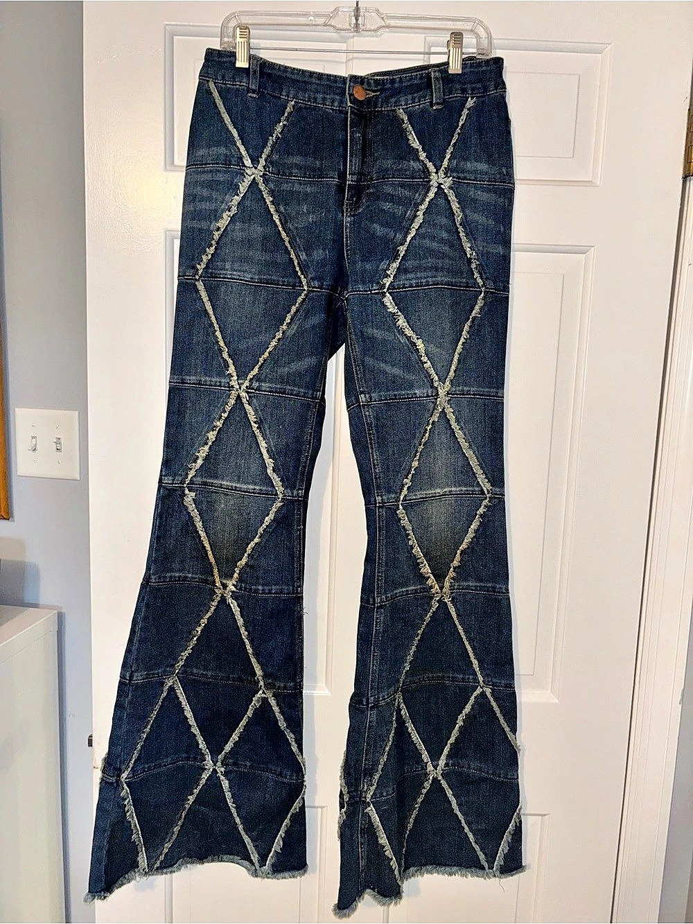 RARE!! Free People Patches Wide-Leg Flare Jeans Blue